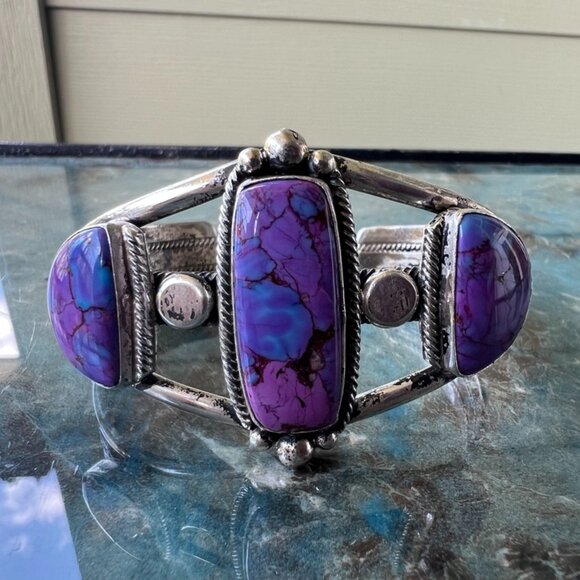 Running Bear Purple Turquoise and Silver 925 Vintage Rare Bracelet - Picture 2 of 5